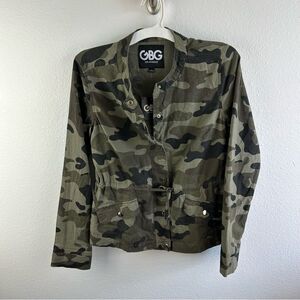 GBG Los Angeles Camo Linen Blend Shirt Jacket Shacket Size S NWT